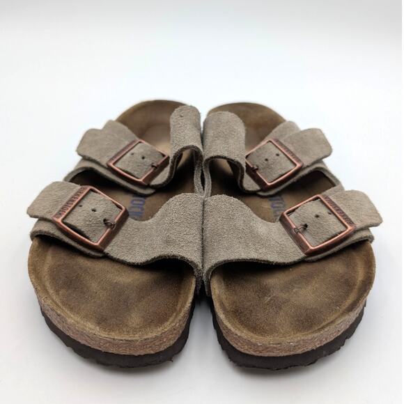 Birkenstock Arizona Soft Footbed Suede Leather Sandals Taupe Size USW7/M5 EU38 - Picture 2 of 15